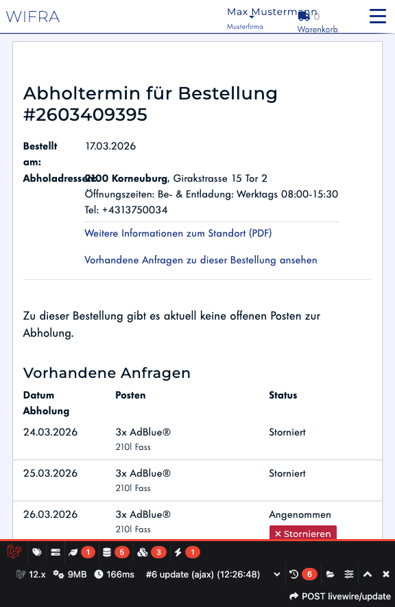 Schritt 7: Abholtermin-Seite